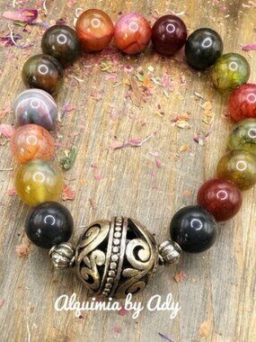 Statement oversized beads INDIAN AGATE bracelet